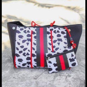Dalmation Spot Red & Black Neoprene Tote Bag